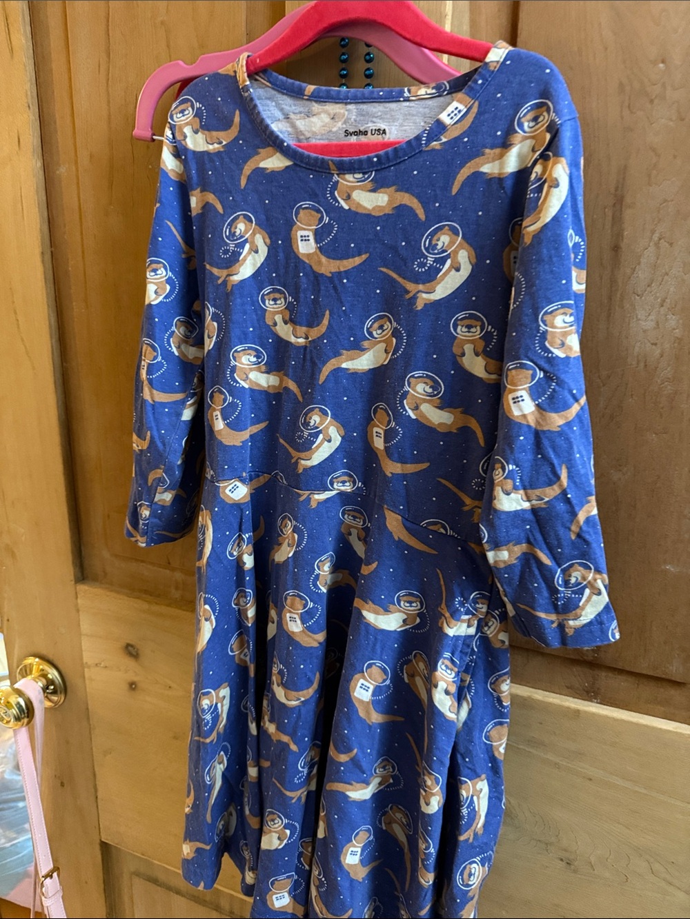 Svaha Blue Otter Astronaut Print Dress